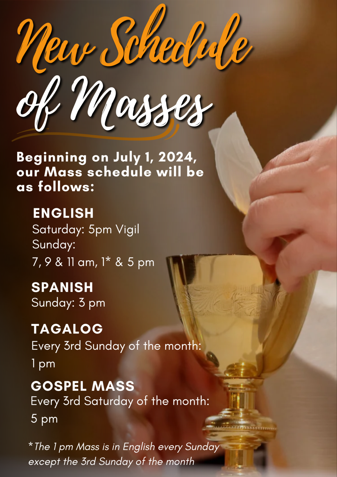 New Mass Schedule 5.22.24