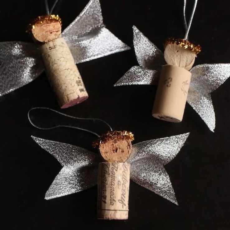 3 Cork Angel Ornaments Square